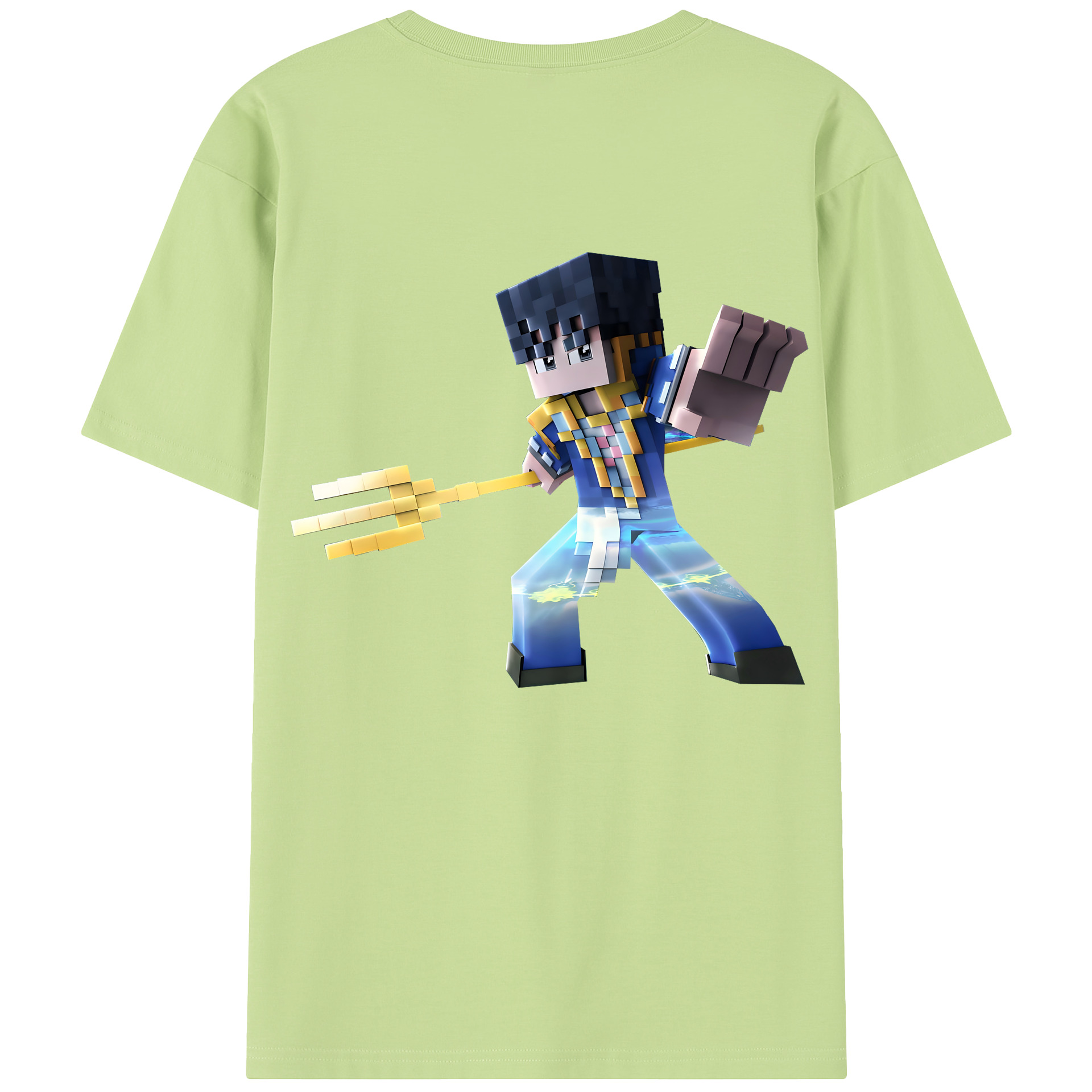 （画像用） マインクラフト ブロックの世界 Minecraft MC Block world 綿100％半袖Tシャツ（背面プリント）